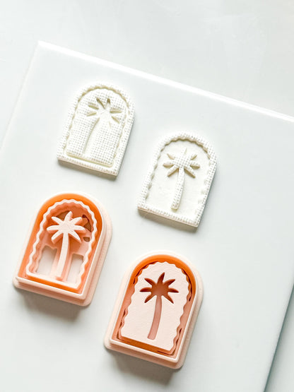 Palm Time Cutter: Deboss & Imprint Tropical Tree Shape for Polymer Clay