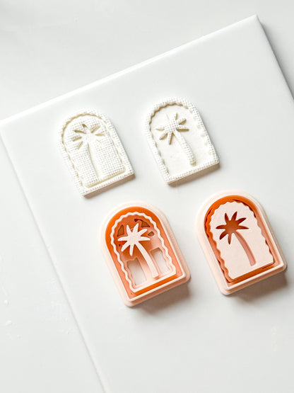 Palm Time Cutter: Deboss & Imprint Tropical Tree Shape for Polymer Clay