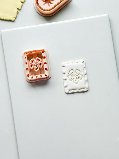 Sari Stripe Frame Cutter: Rectangular Floral Shape for Polymer Clay