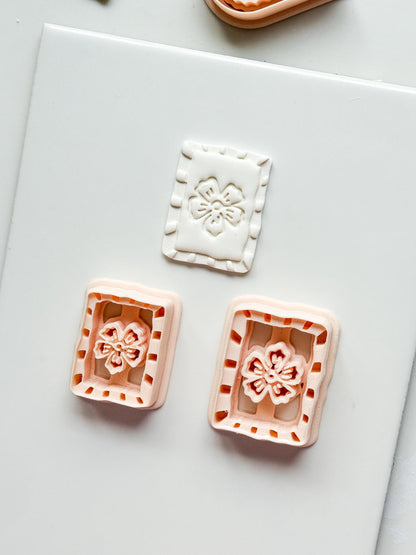 Sari Stripe Frame Cutter: Rectangular Floral Shape for Polymer Clay