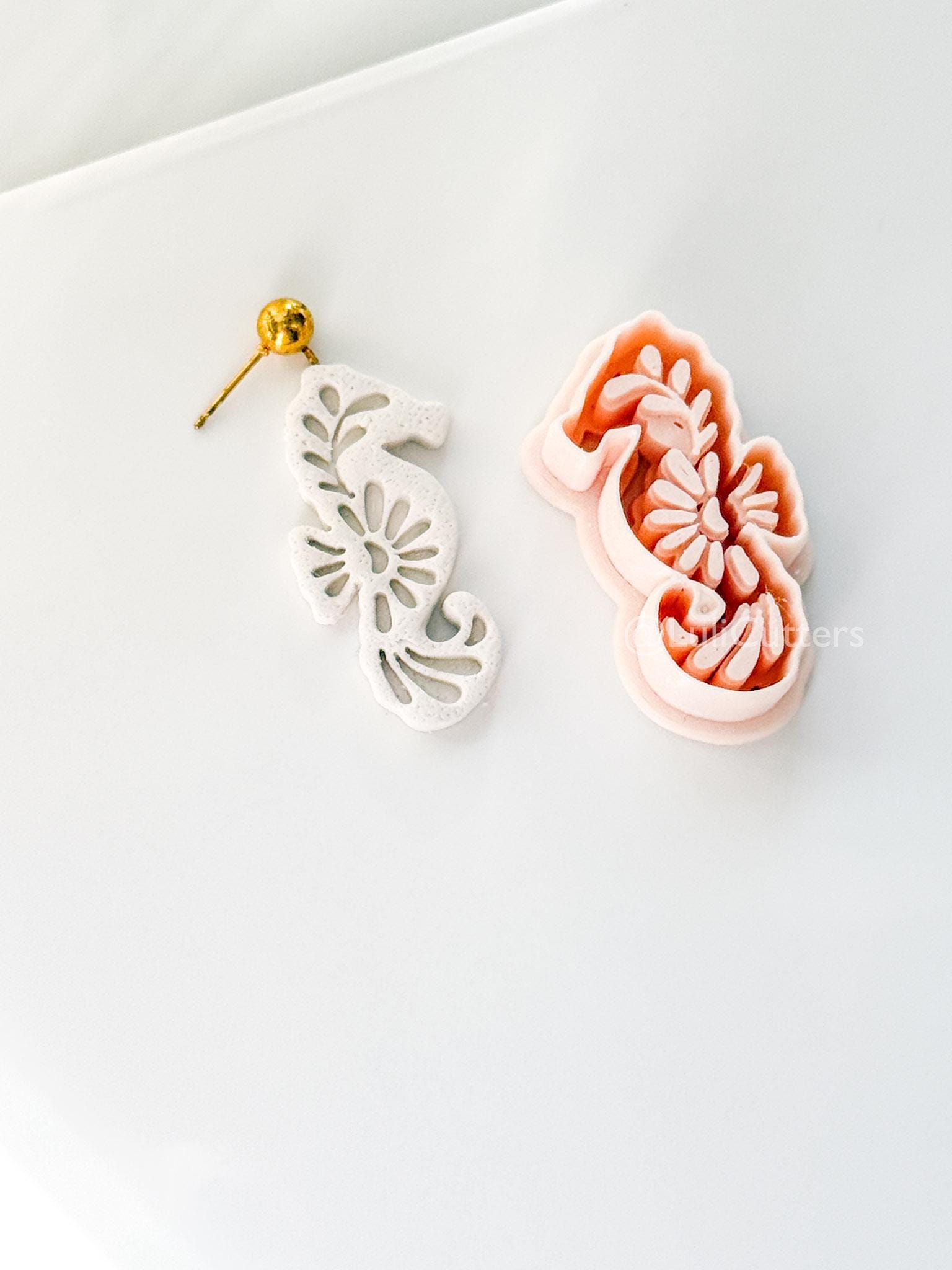 Mavi Seahorse Cutter | Floral Polymer Clay Cutter for Earring Making