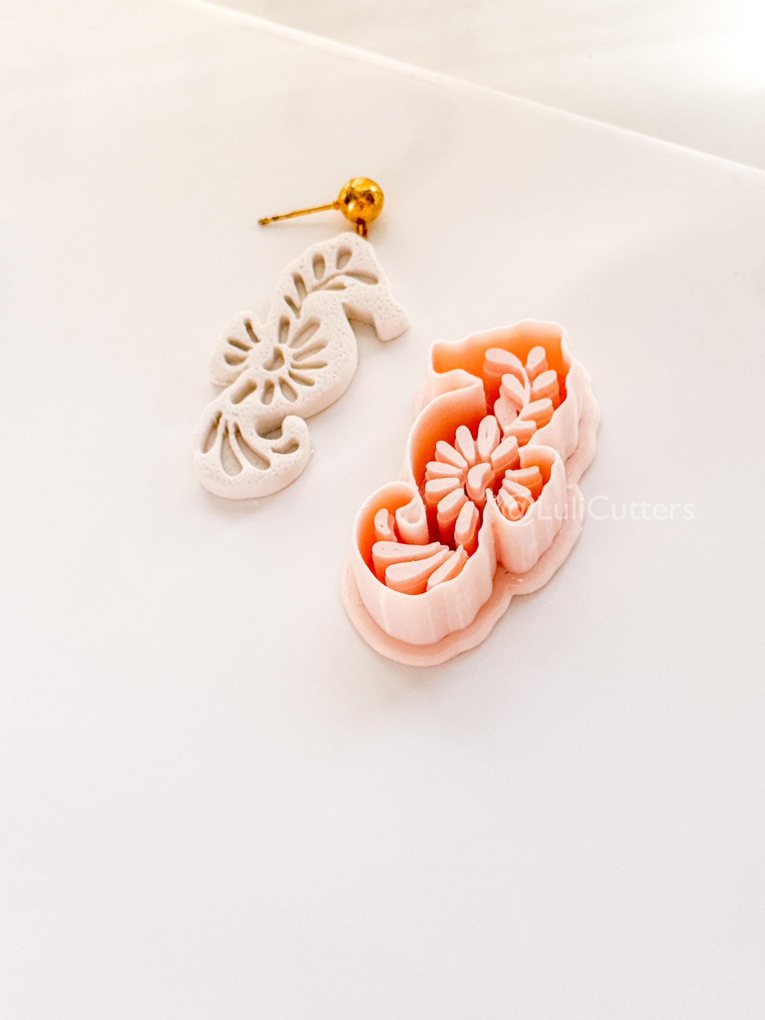Mavi Seahorse Cutter | Floral Polymer Clay Cutter for Earring Making