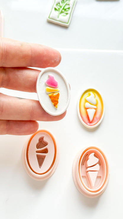 Petit Swirl Cutters | Ice Cream Cone Deboss Emboss Earring Shape for Polymer Clay