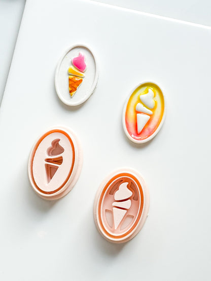 Petit Swirl Cutters | Ice Cream Cone Deboss Emboss Earring Shape for Polymer Clay