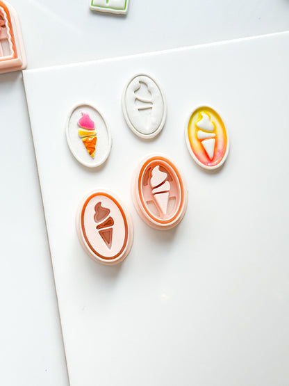 Petit Swirl Cutters | Ice Cream Cone Deboss Emboss Earring Shape for Polymer Clay