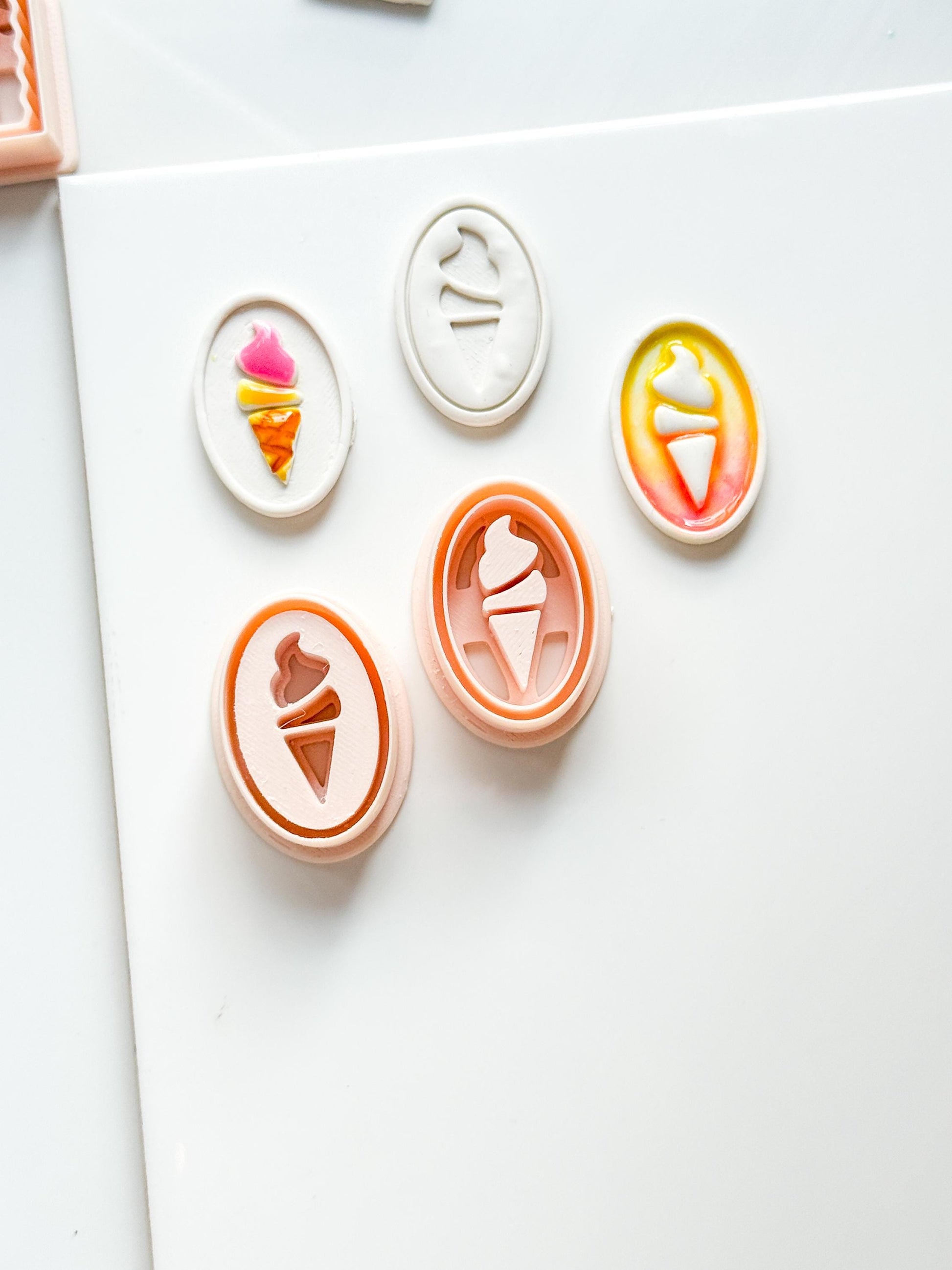 Petit Swirl Cutters | Ice Cream Cone Deboss Emboss Earring Shape for Polymer Clay