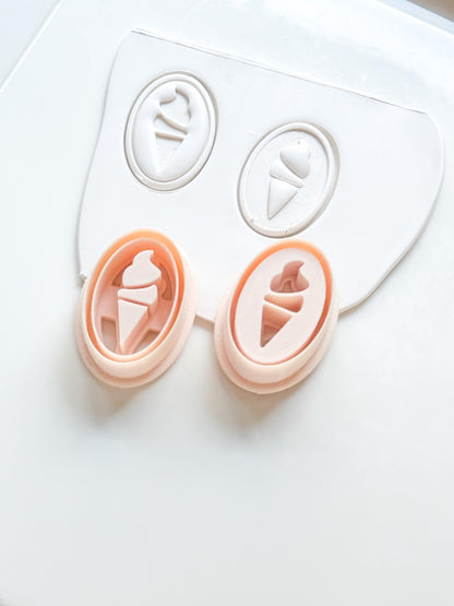 Petit Swirl Cutters | Ice Cream Cone Deboss Emboss Earring Shape for Polymer Clay