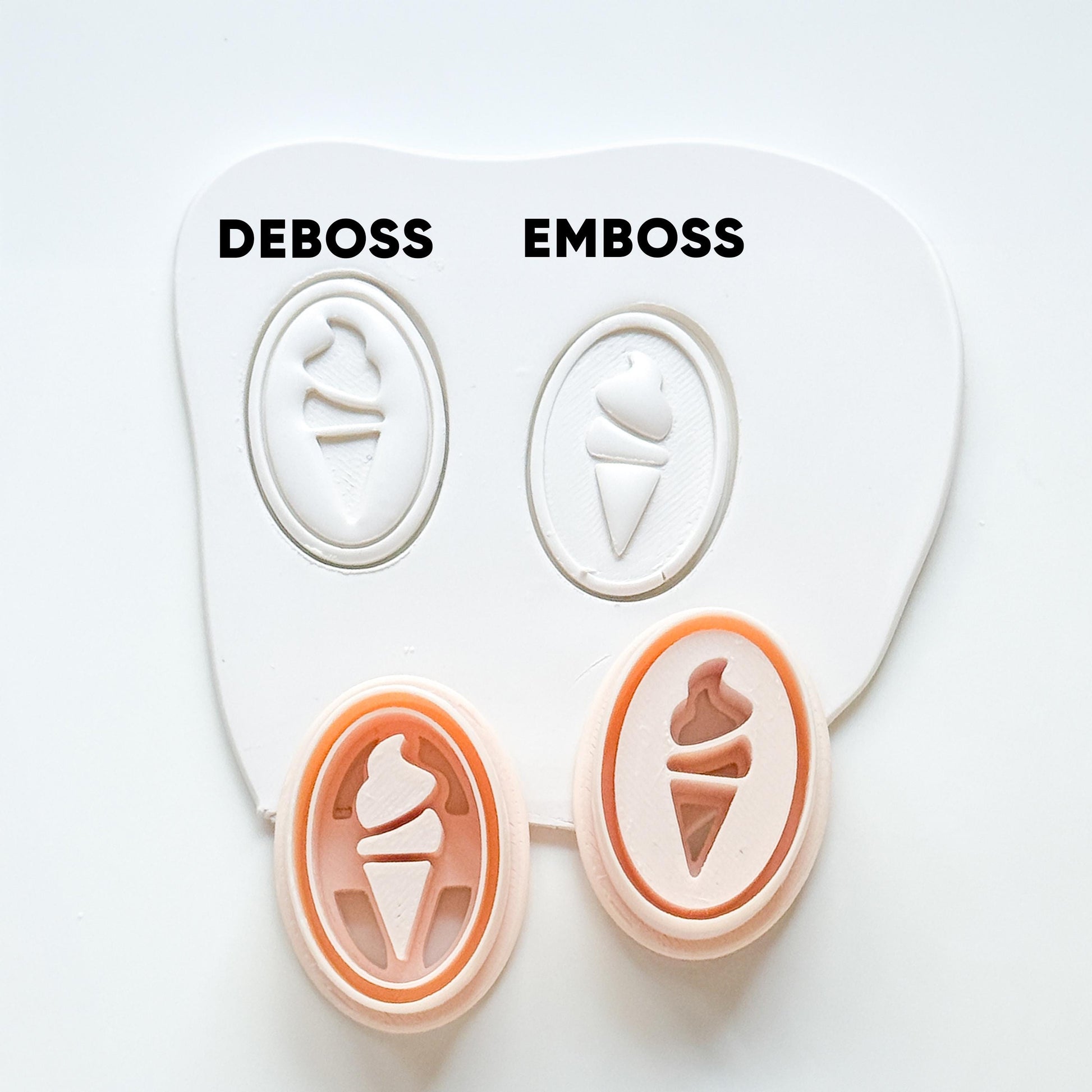 Petit Swirl Cutters | Ice Cream Cone Deboss Emboss Earring Shape for Polymer Clay