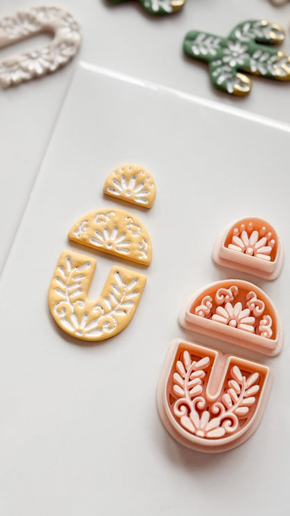 Jardín Puebla Clay Cutter Set: Floral Arch and Half Circle for Polymer Clay