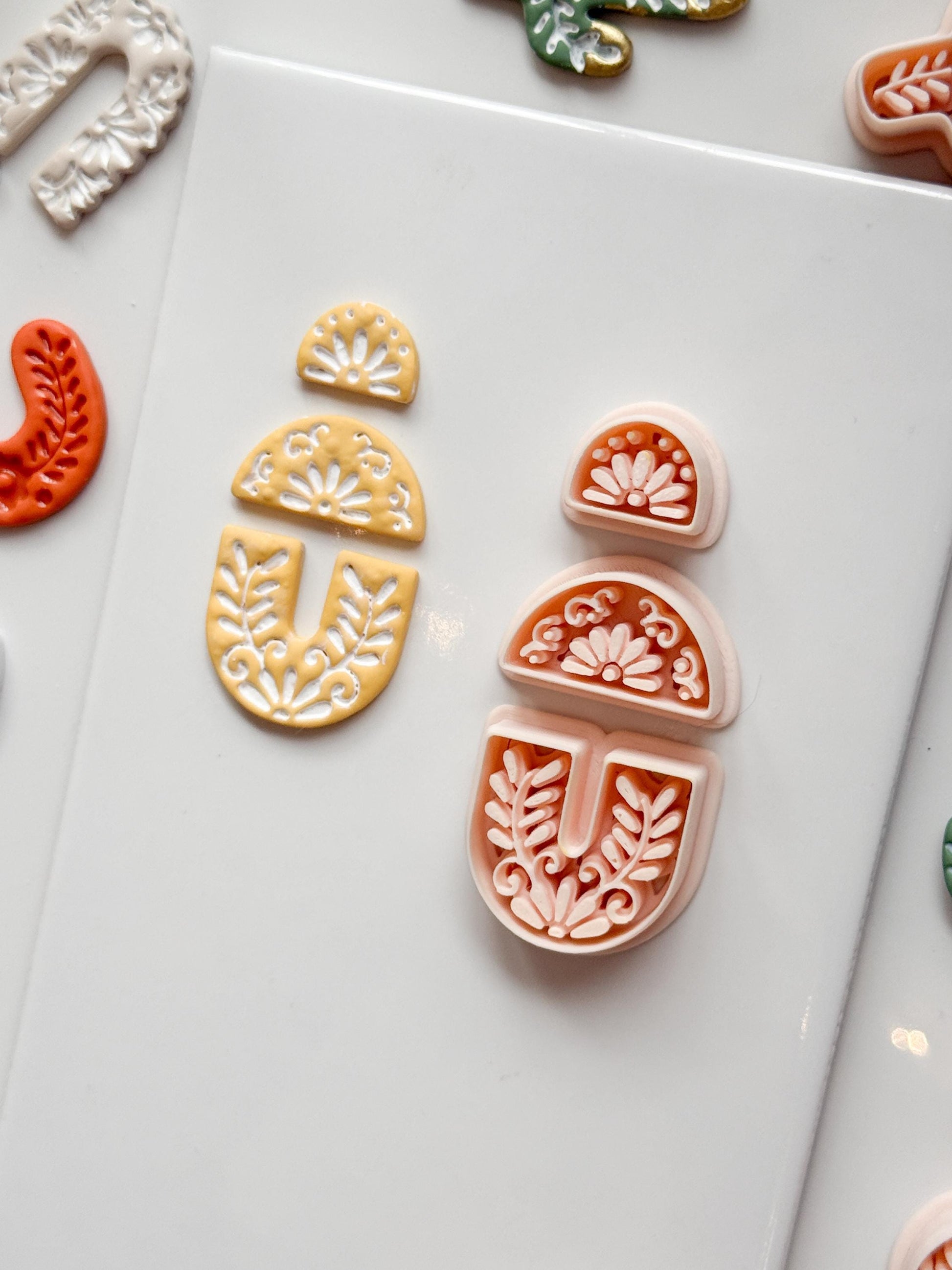 Jardín Puebla Clay Cutter Set: Floral Arch and Half Circle for Polymer Clay