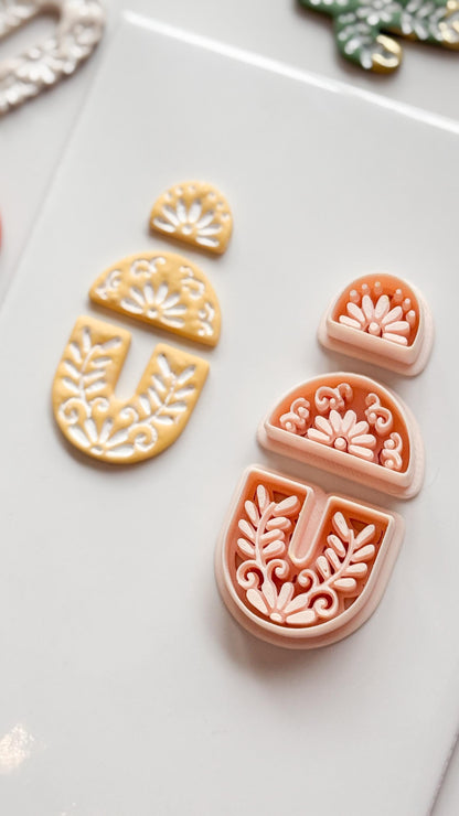 Jardín Puebla Clay Cutter Set: Floral Arch and Half Circle for Polymer Clay