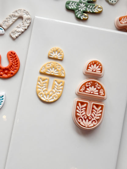 Jardín Puebla Clay Cutter Set: Floral Arch and Half Circle for Polymer Clay