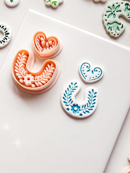 Puebla Heart Arch Clay Cutter: Floral Shape for Polymer Clay