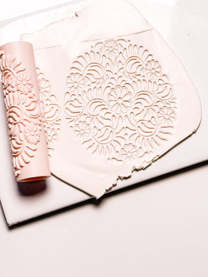Talavera Tula Roller: Floral Texture Pin for Polymer Clay
