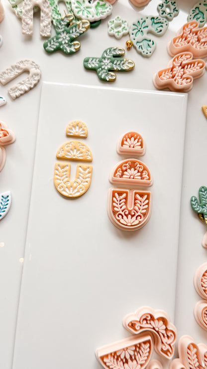 Jardín Puebla Clay Cutter Set: Floral Arch and Half Circle for Polymer Clay