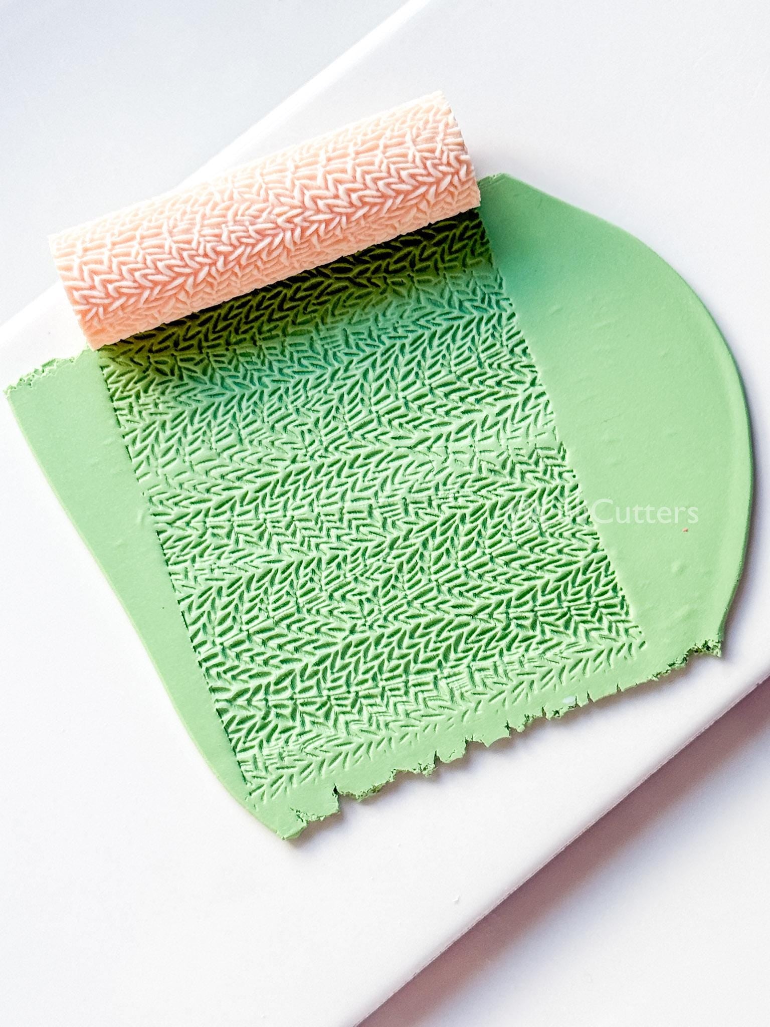 Leaf Branch Texture Roller: Botanical Pattern for Polymer Clay