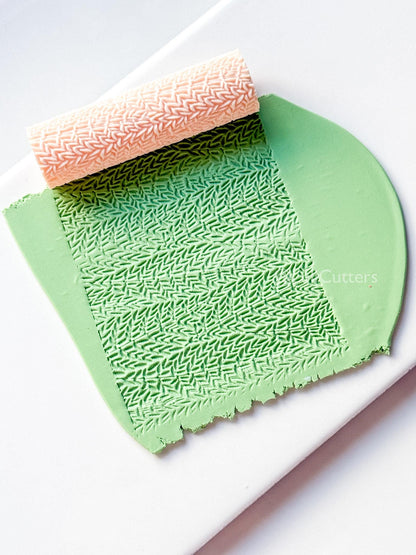 Leaf Branch Texture Roller: Botanical Pattern for Polymer Clay