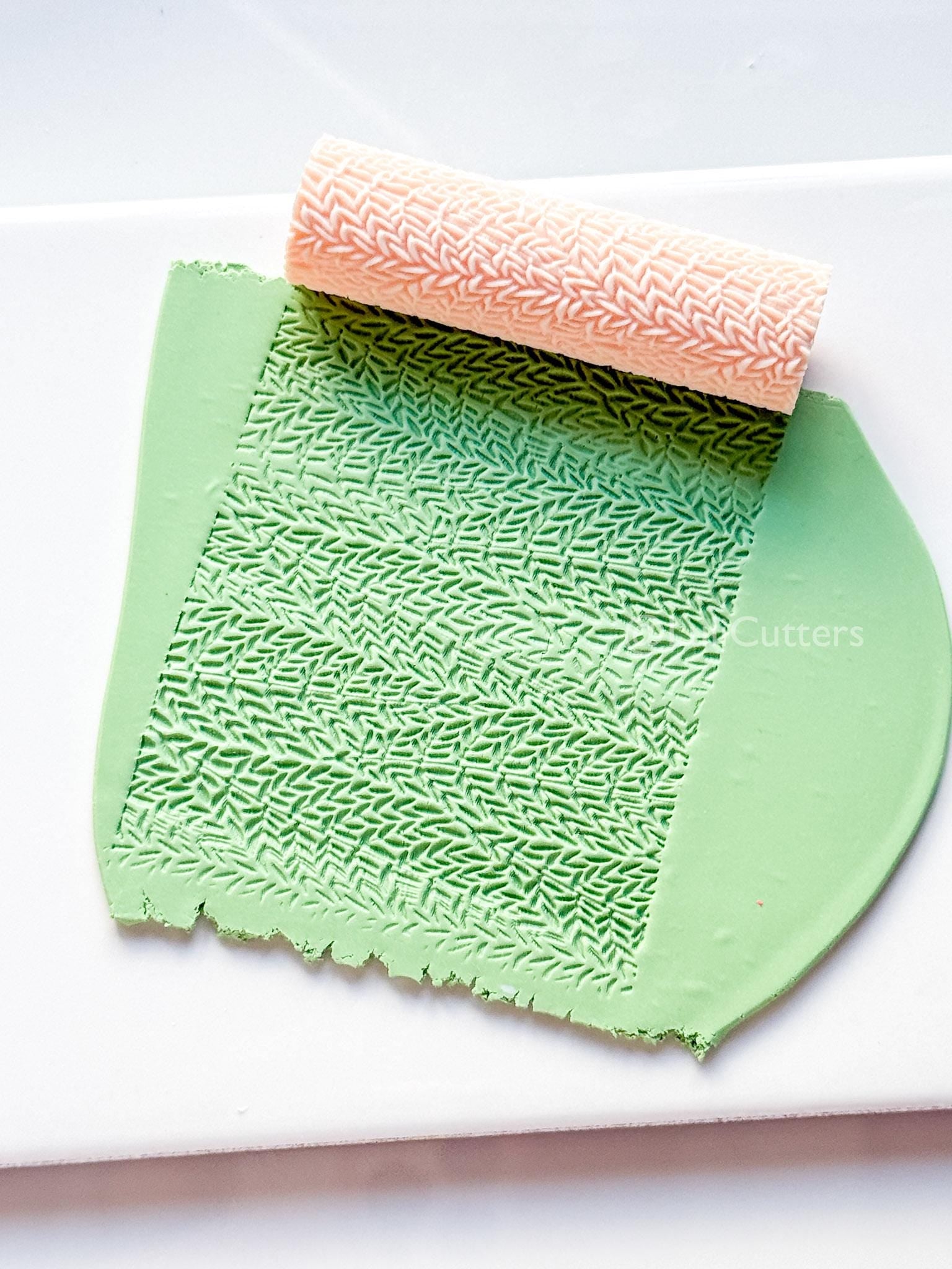 Leaf Branch Texture Roller: Botanical Pattern for Polymer Clay
