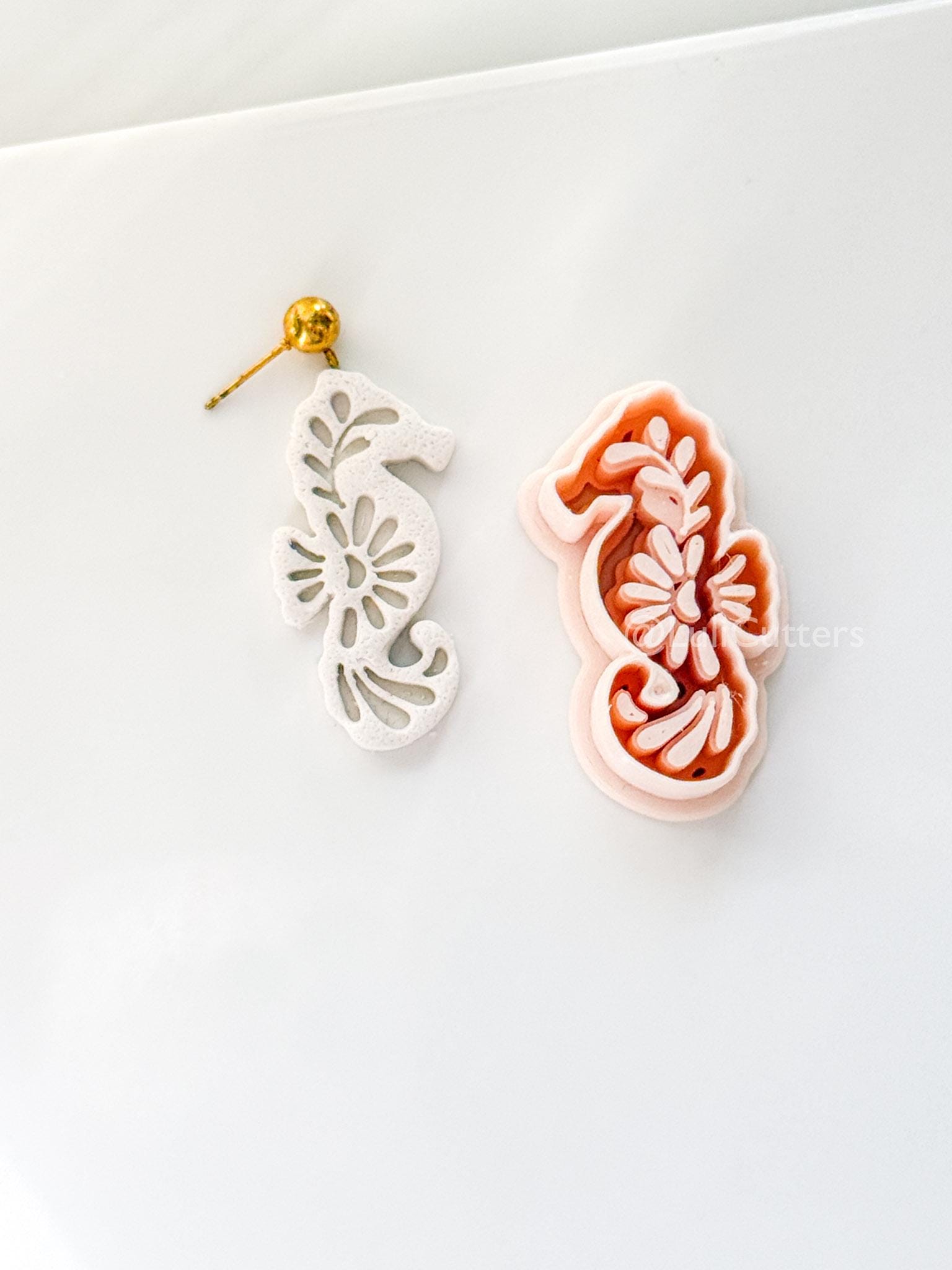 Mavi Seahorse Cutter | Floral Polymer Clay Cutter for Earring Making