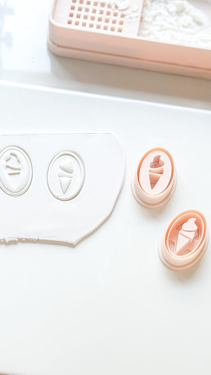 Petit Swirl Cutters | Ice Cream Cone Deboss Emboss Earring Shape for Polymer Clay