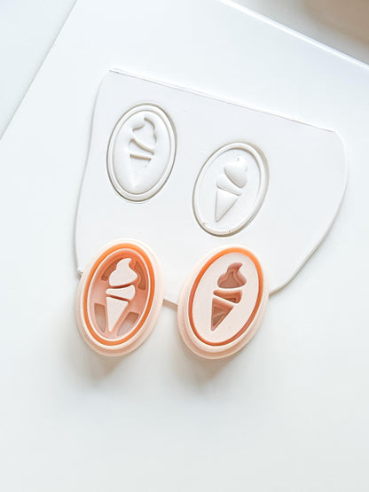 Petit Swirl Cutters | Ice Cream Cone Deboss Emboss Earring Shape for Polymer Clay