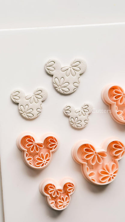 Floral Mouse Head Cutter | Earring Shape Jewelry Tool for Polymer Clay