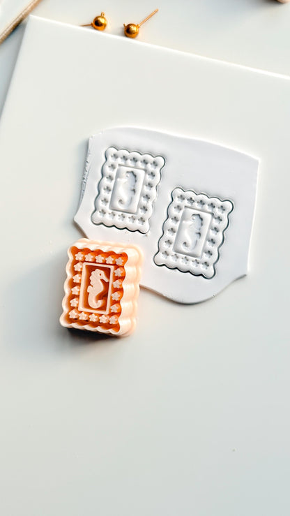 Dolli SeaHorse Cutter | Scallop Frame Earring Tool for Polymer Clay