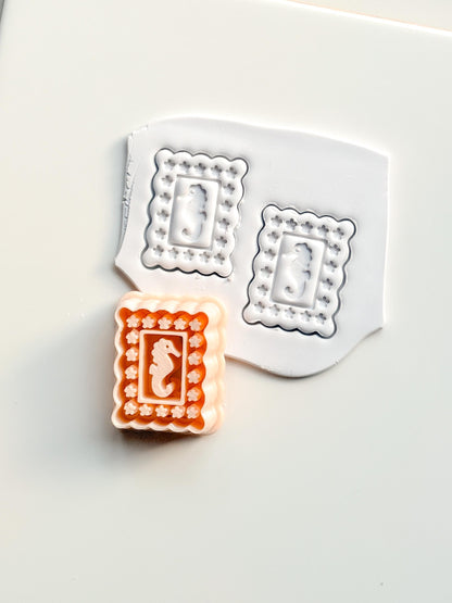 Dolli SeaHorse Cutter | Scallop Frame Earring Tool for Polymer Clay