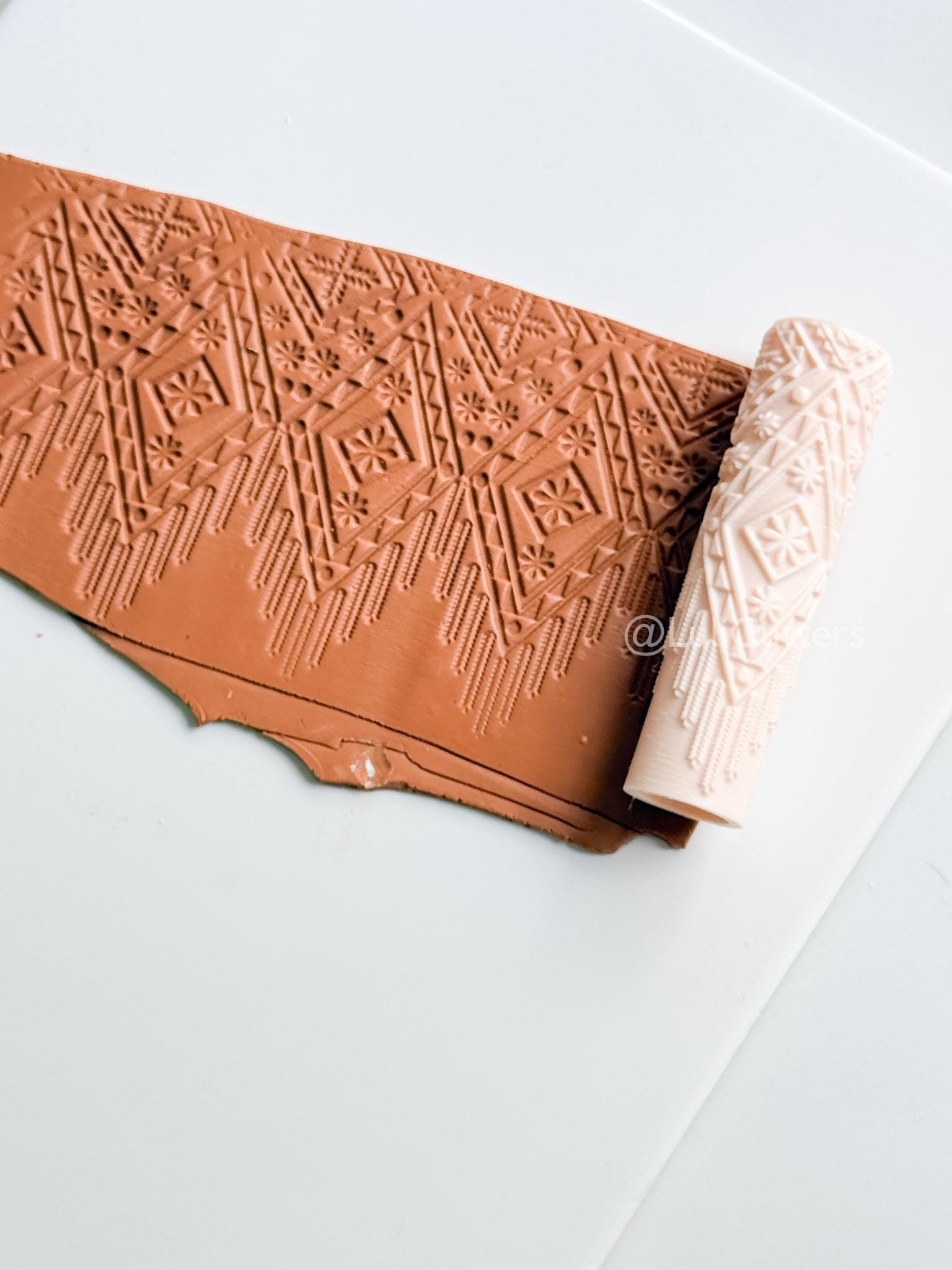 Boho Texture Roller for Clay – Pottery Tool, Crafting Supplies