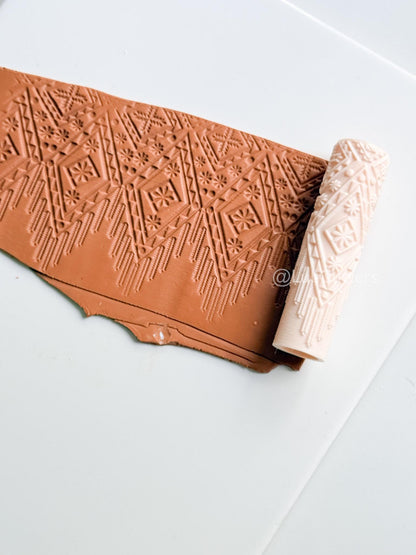 Boho Texture Roller for Clay – Pottery Tool, Crafting Supplies