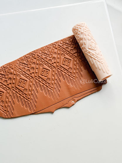 Boho Texture Roller for Clay – Pottery Tool, Crafting Supplies