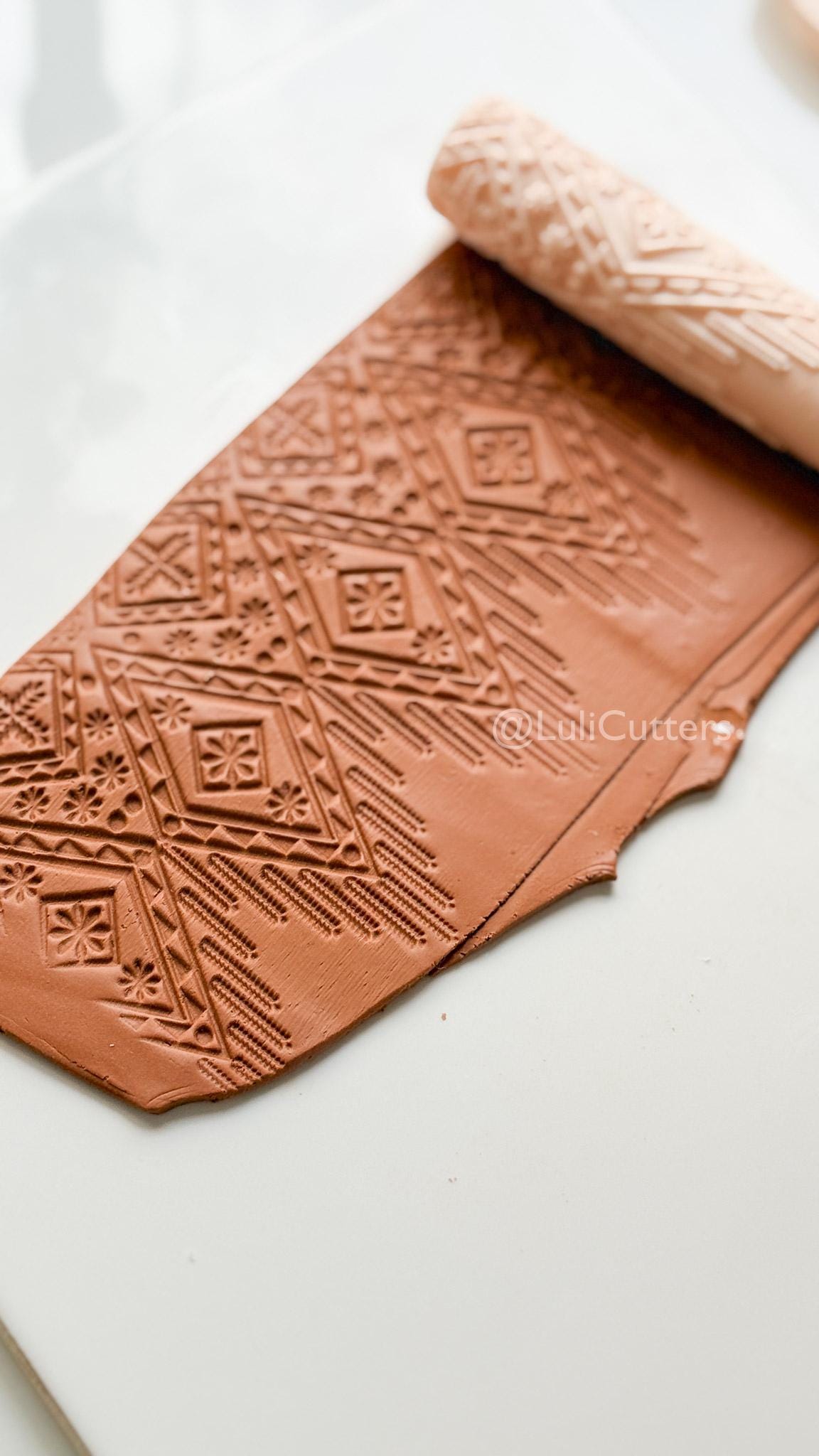 Boho Texture Roller for Clay – Pottery Tool, Crafting Supplies