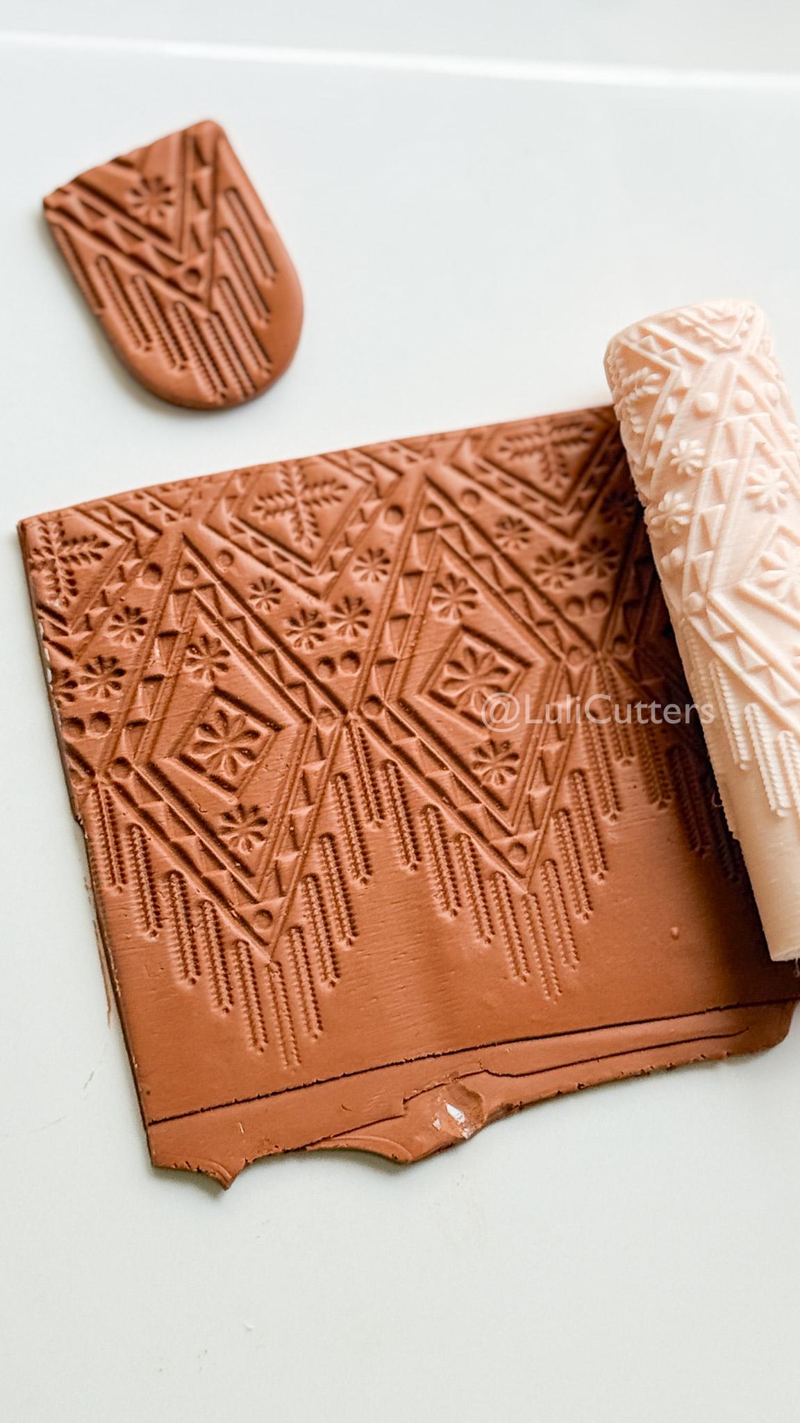Boho Texture Roller for Clay – Pottery Tool, Crafting Supplies
