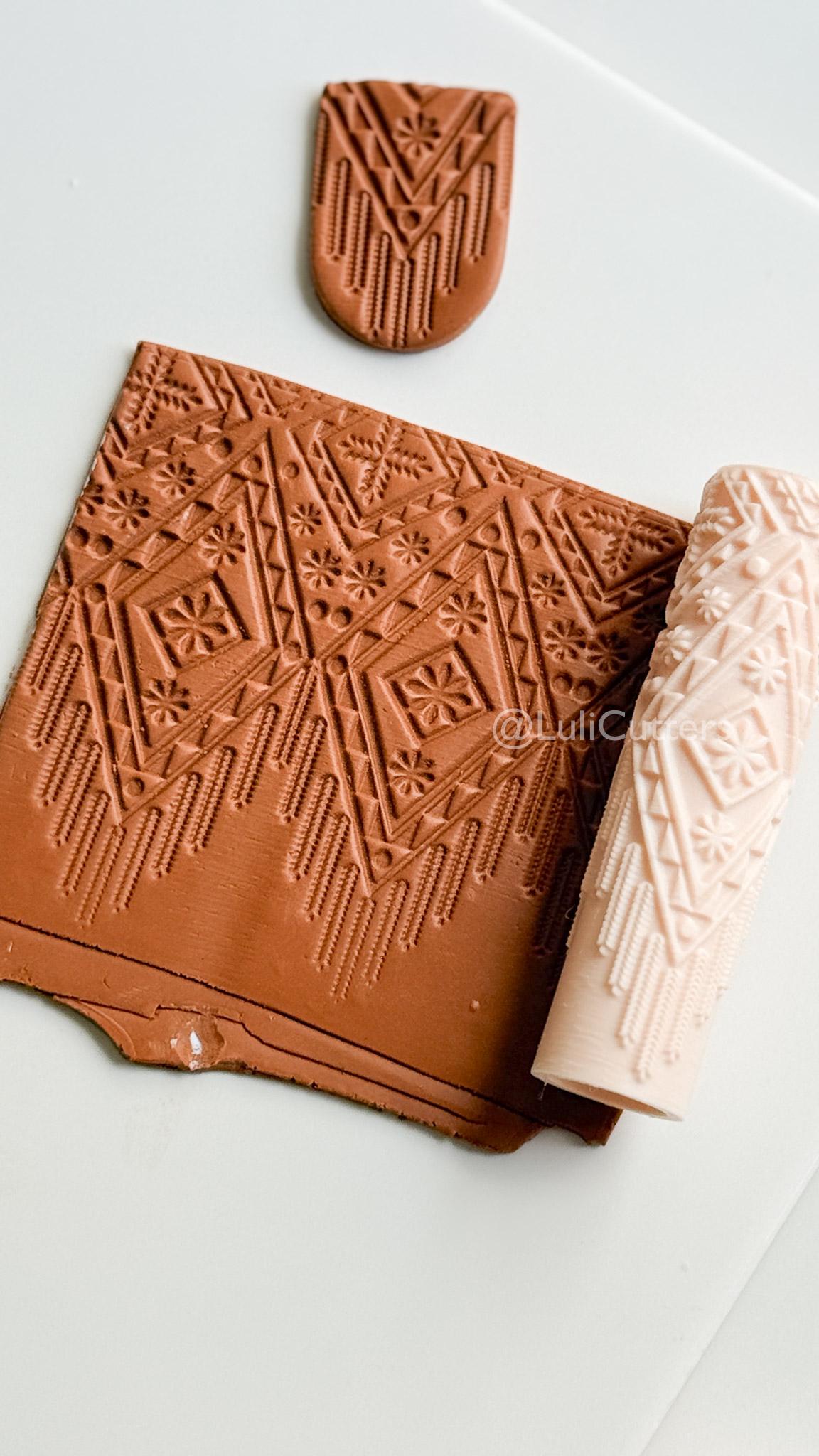 Boho Texture Roller for Clay – Pottery Tool, Crafting Supplies