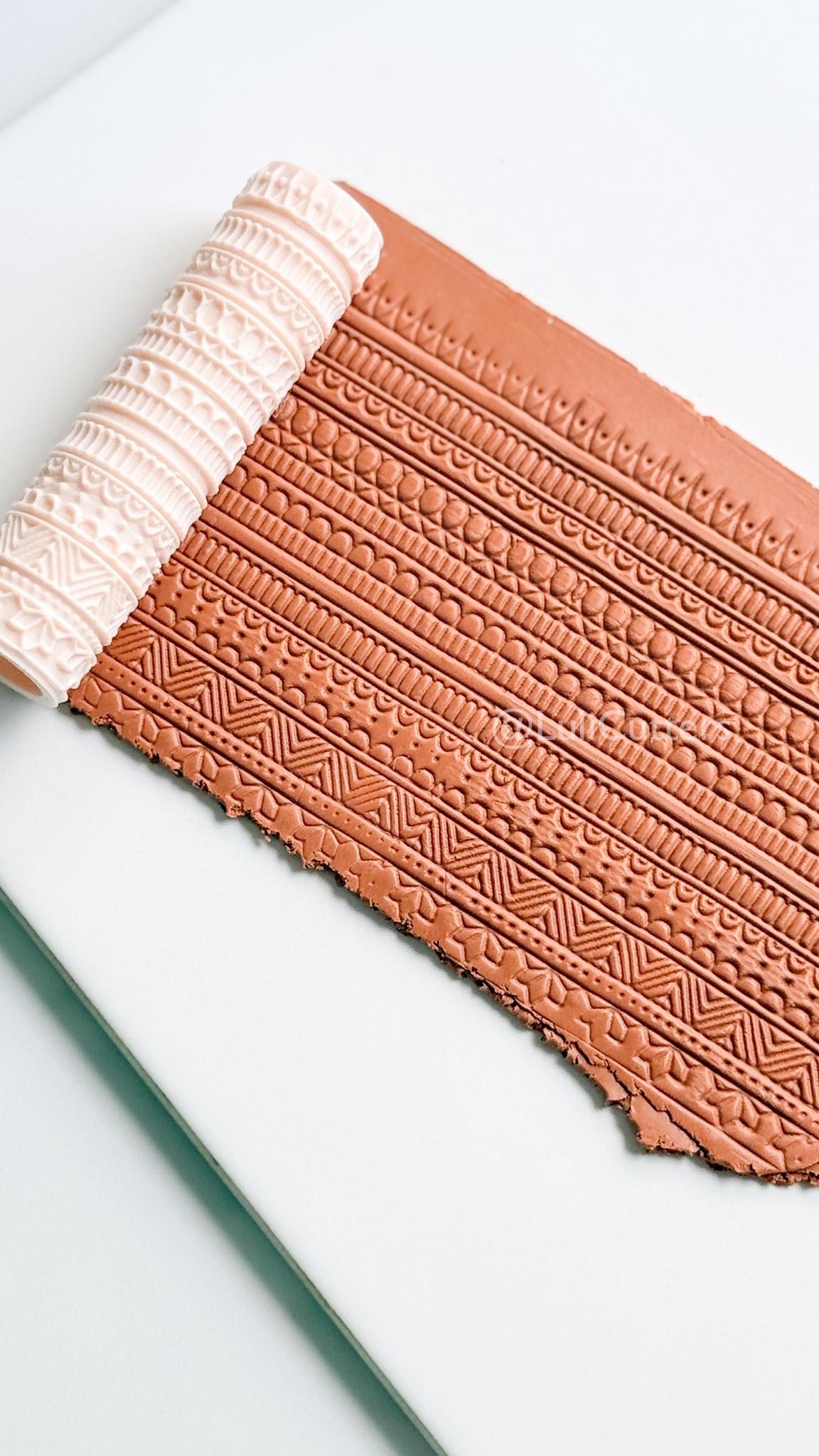 Boho Lines Texture Roller for Clay – Pottery Tool, Crafting Supplies