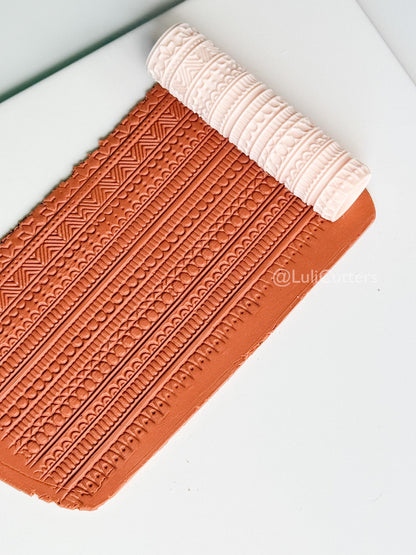 Boho Lines Texture Roller for Clay – Pottery Tool, Crafting Supplies