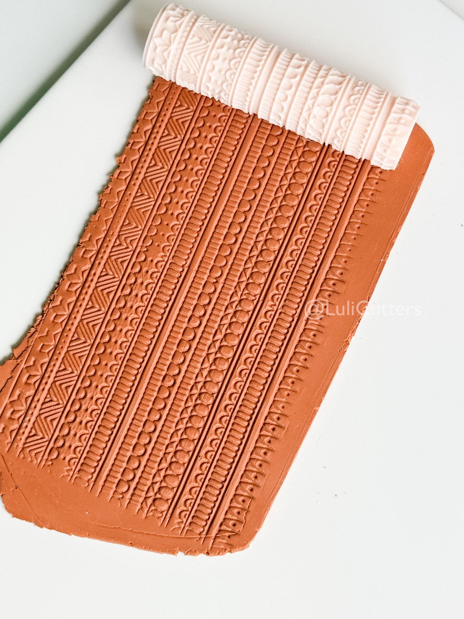 Boho Lines Texture Roller for Clay – Pottery Tool, Crafting Supplies