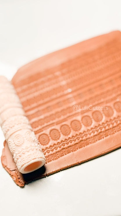 Boho Lines Texture Roller for Clay – Pottery Tool, Crafting Supplies
