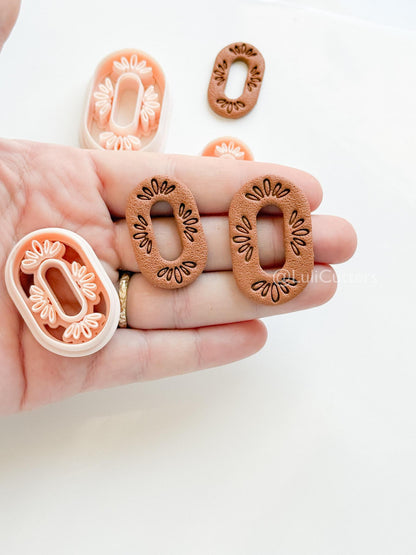 Olya Oval Cutter : Ornamental Oval Shape for Polymer Clay Earrings