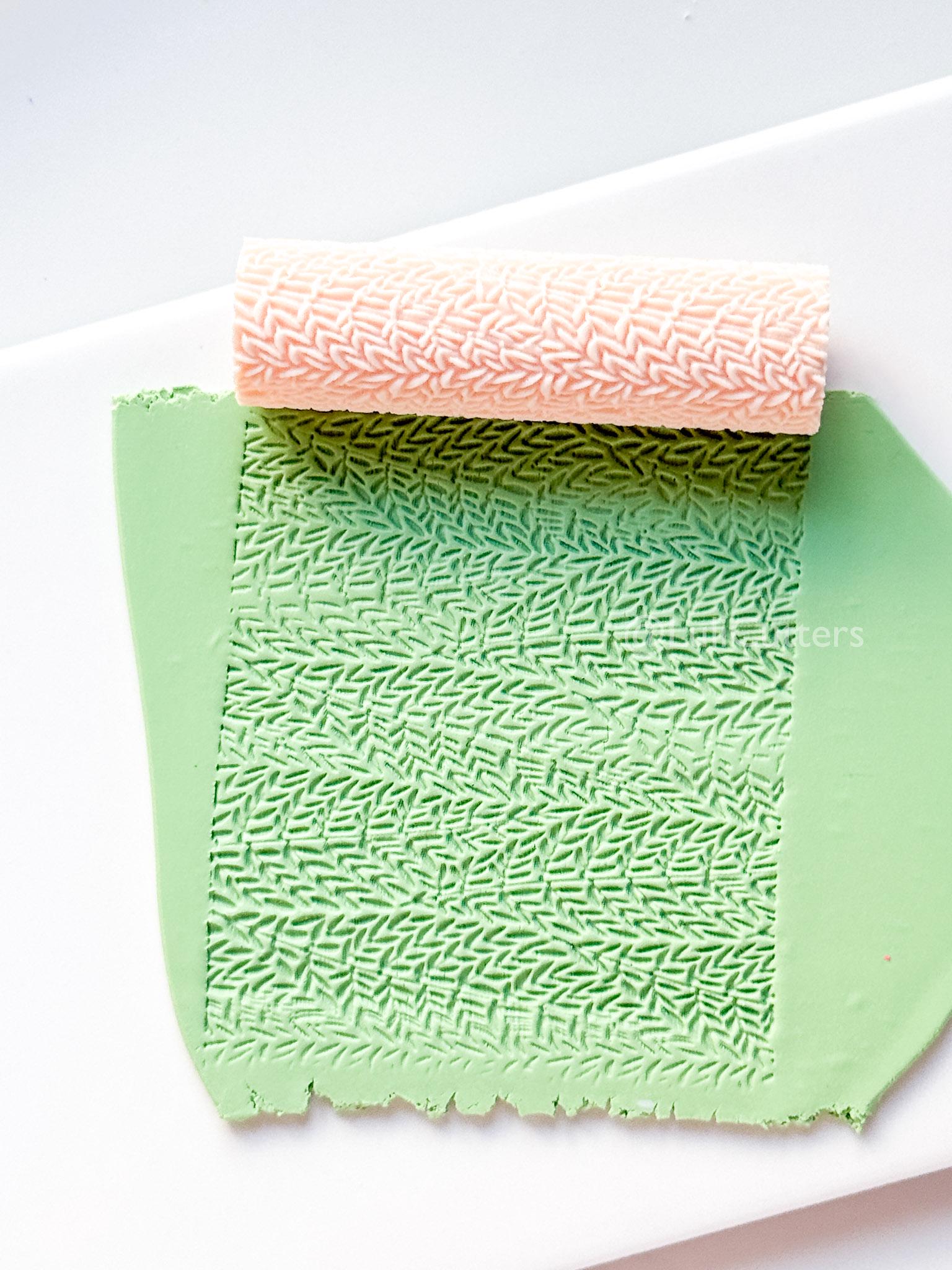 Leaf Branch Texture Roller: Botanical Pattern for Polymer Clay