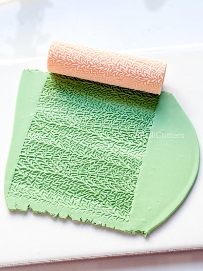 Leaf Branch Texture Roller: Botanical Pattern for Polymer Clay