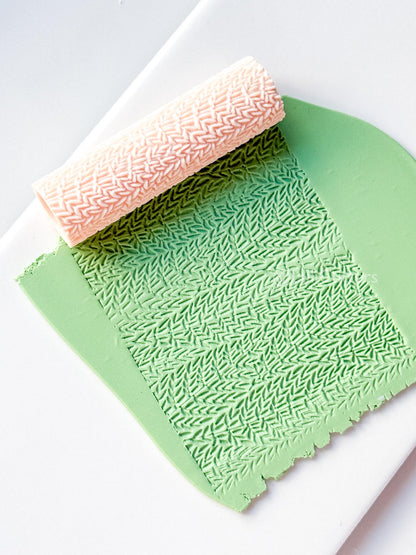 Leaf Branch Texture Roller: Botanical Pattern for Polymer Clay
