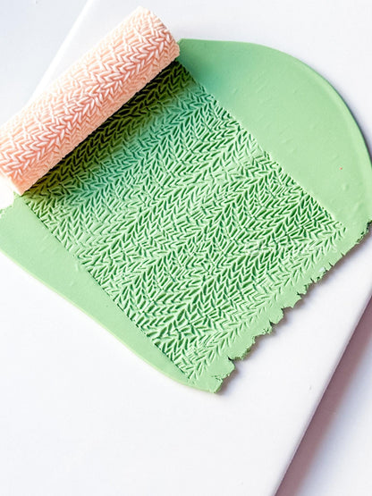 Leaf Branch Texture Roller: Botanical Pattern for Polymer Clay