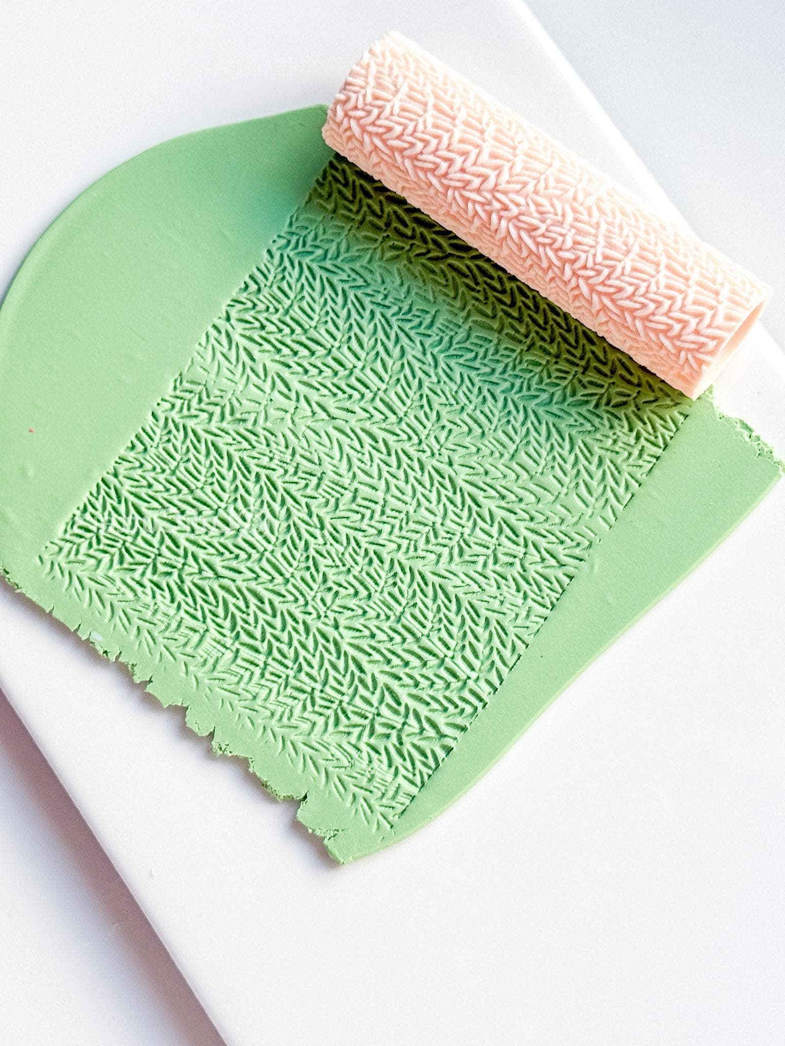 Leaf Branch Texture Roller: Botanical Pattern for Polymer Clay