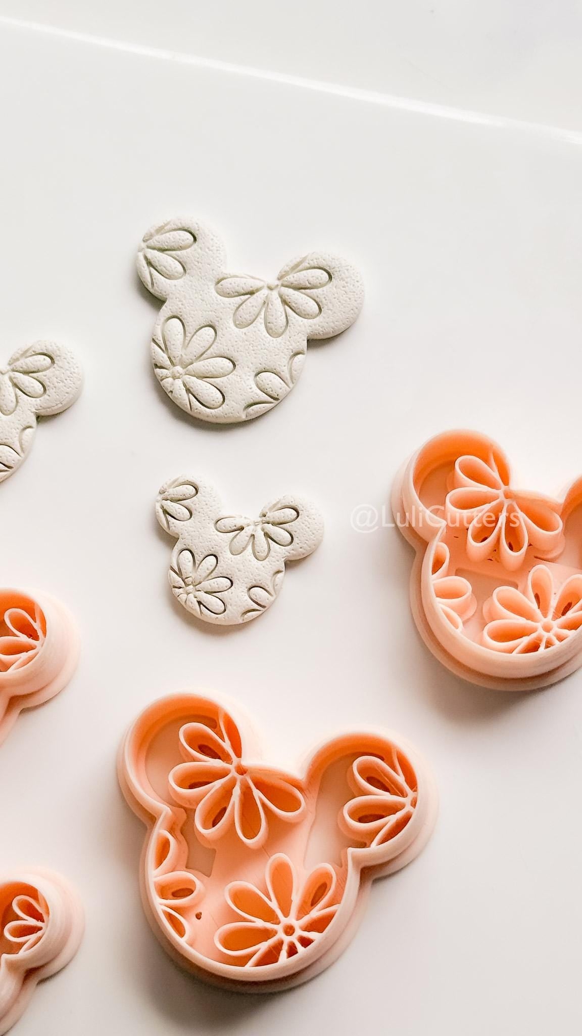 Floral Mouse Head Cutter | Earring Shape Jewelry Tool for Polymer Clay