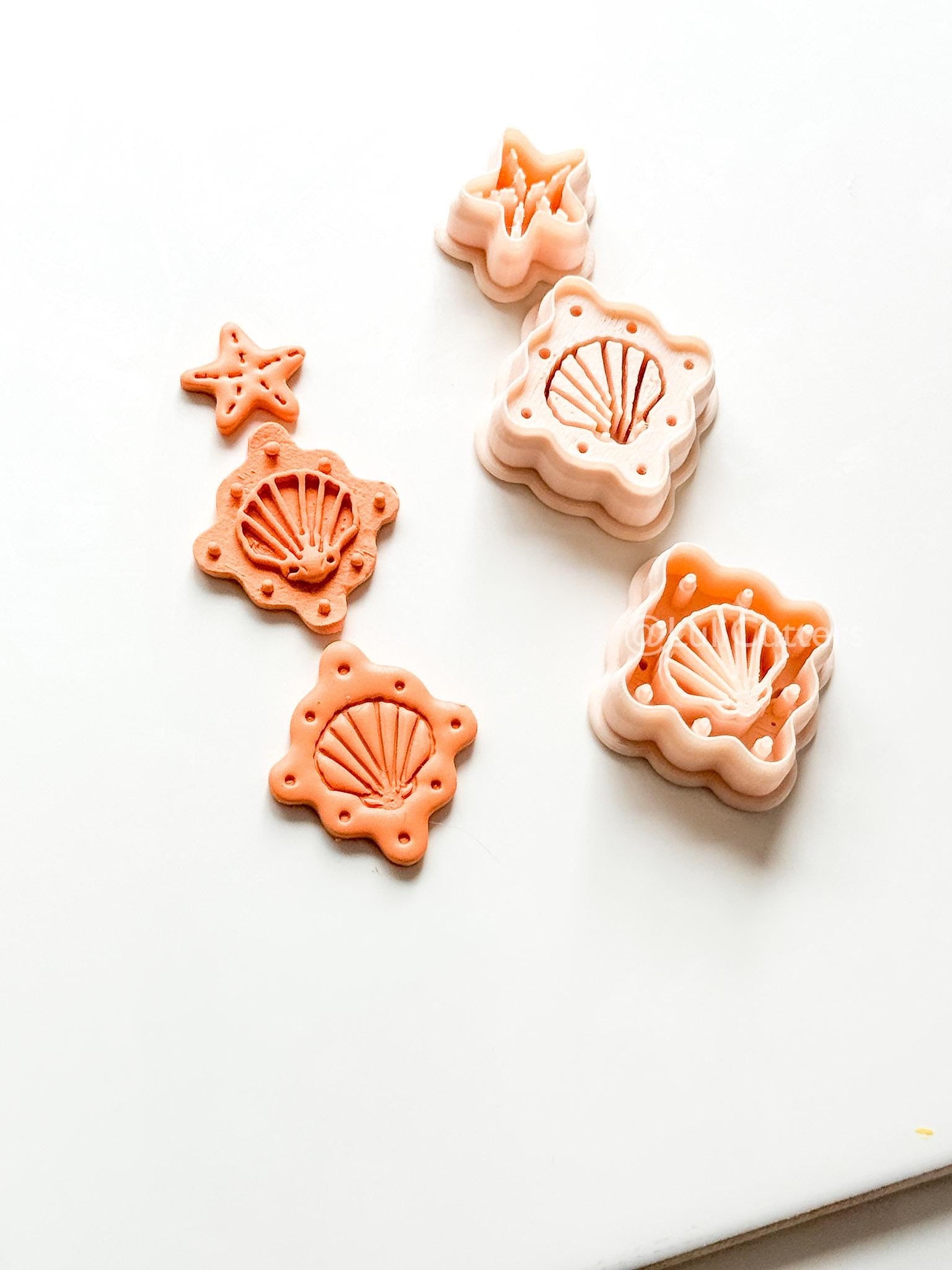Shell Dangle Cutter: Starfish and Scalloped Shell Set for Polymer Clay