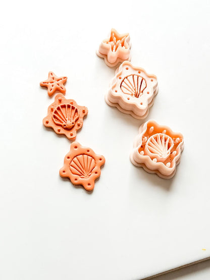Shell Dangle Cutter: Starfish and Scalloped Shell Set for Polymer Clay