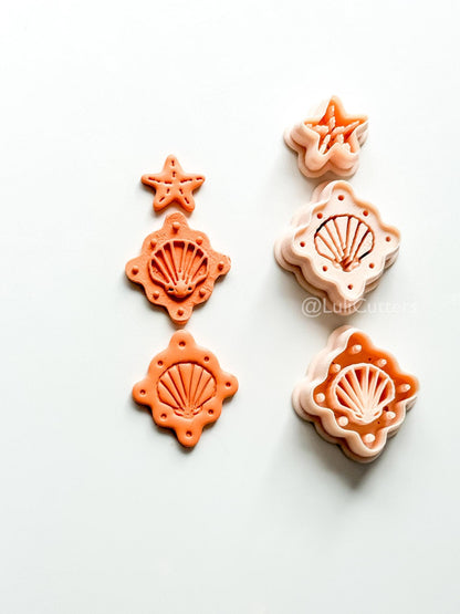 Shell Dangle Cutter: Starfish and Scalloped Shell Set for Polymer Clay