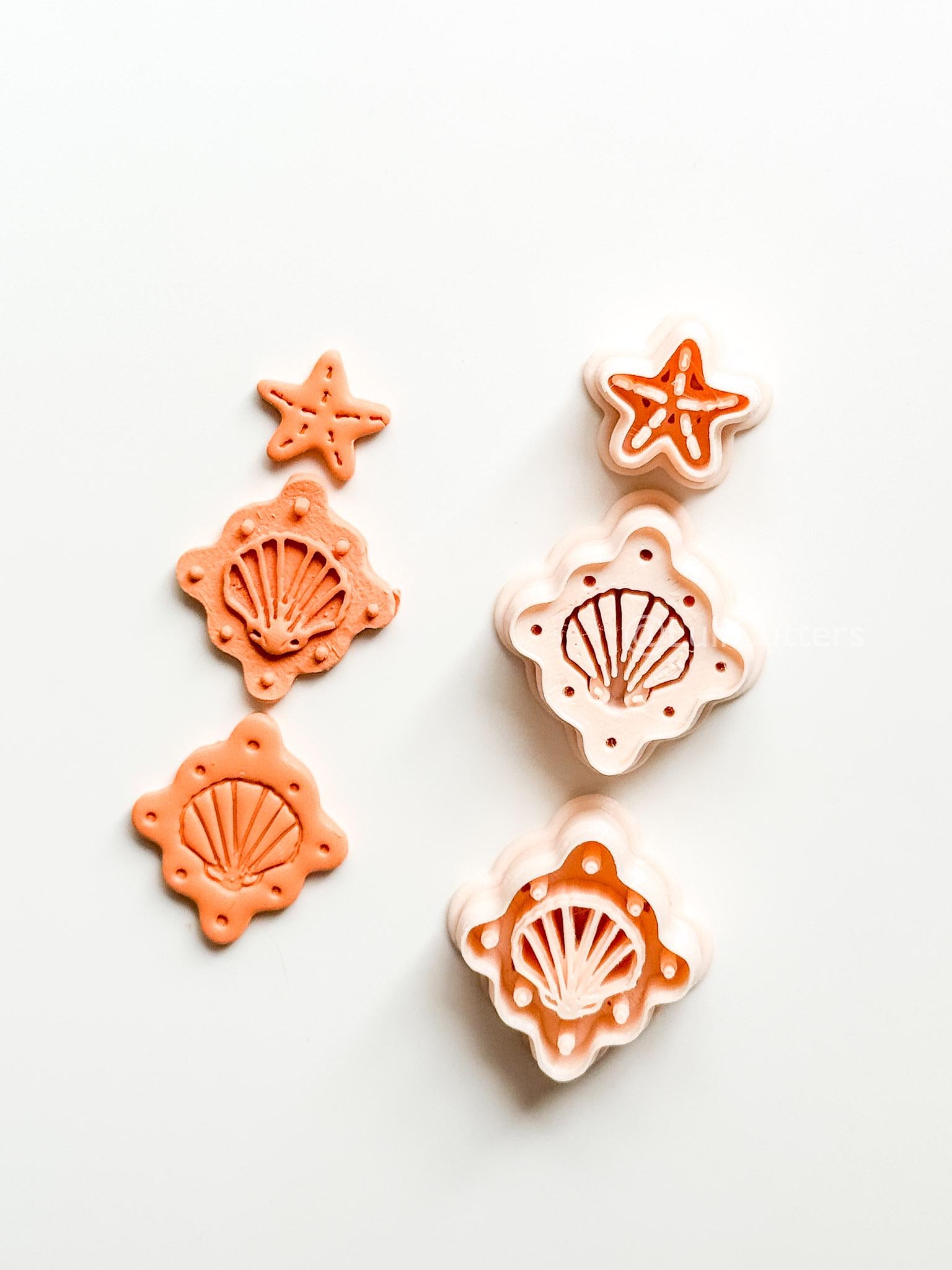 Shell Dangle Cutter: Starfish and Scalloped Shell Set for Polymer Clay
