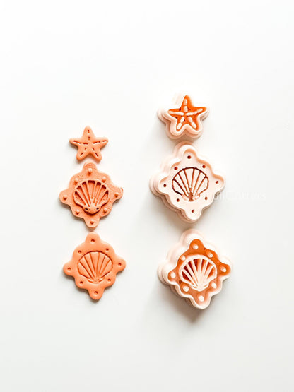 Shell Dangle Cutter: Starfish and Scalloped Shell Set for Polymer Clay